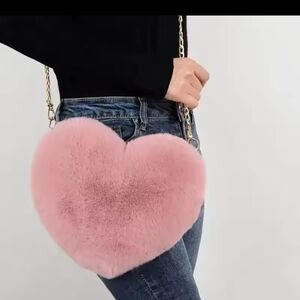 Plush Pink Heart Crossbody Bag
